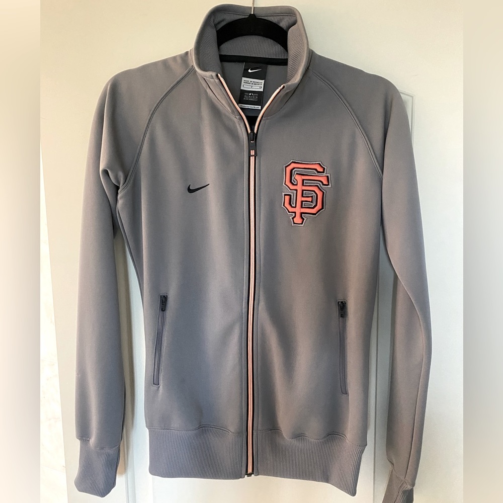 Nike Grey San Francisco Giants Zip Up Athletic Cardigan Sweater - Size Small